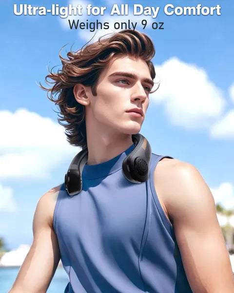 Portable Neck Fan - Rechargeable Personal Fan With Neck Support, 5-Speed Quiet Lightweight Long Lasting Neck Fan, Battery Operated Full Surround Cooling For Travel, Birthday Gifts For Men Women