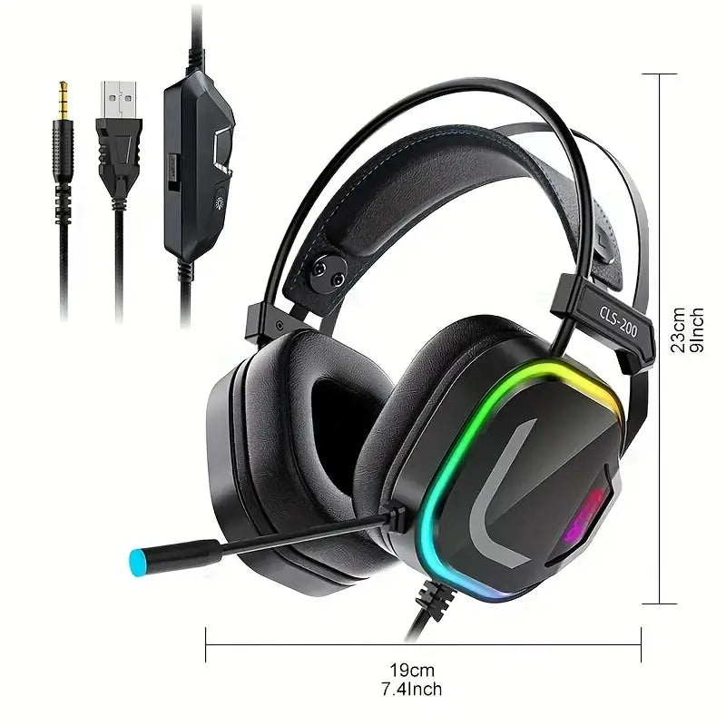 RGB Gaming Headset with 360° Microphone & Bass Surround