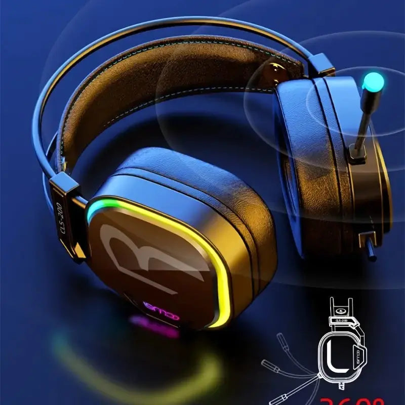 RGB Gaming Headset with 360° Microphone & Bass Surround
